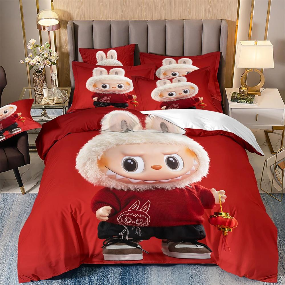 סט מצעים חמוד בובו 2/3 חלקים לחדר שינה, מתנה לילדים, בני נוער, מבוגרים, מיקרופייבר למיטה זוגית, כיסוי שמיכה עם רוכסן, עיצוב לחדר