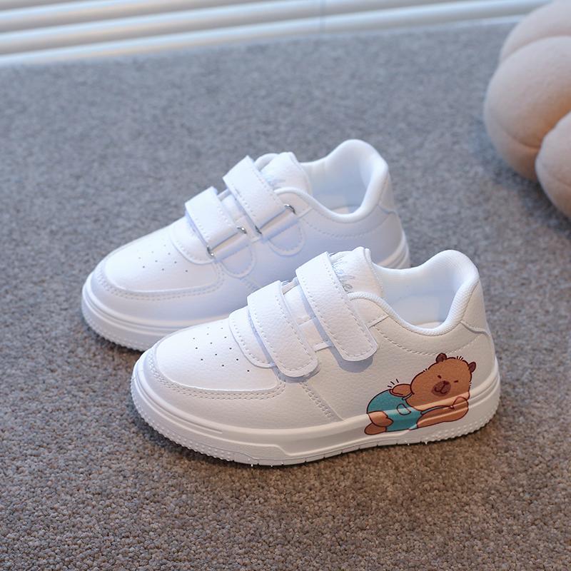 Cartoon Capybara Fashion Kids Shoes for Boys Girls Unisex Children Casual Sneakers White with Prints Easy To Wear Non-slip New