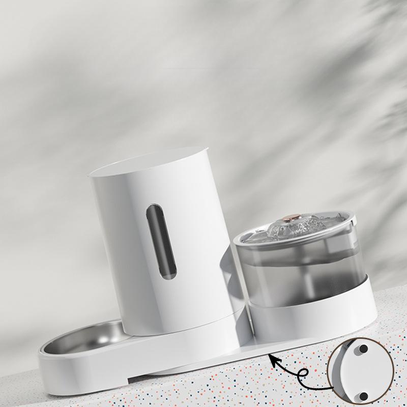 Dozator Electric de Apă pentru Animale de Companie Hrănitor Automat Capacitate Mare Separare Uscat și Umed Hrănitor de Apă Apă și Hrană Integrate Apă de Băut pentru Pisici și Câini