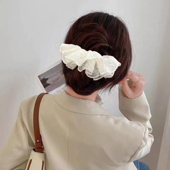 Hair Tie High Elasticity Non-Stretching Double-Layer Lace Korean Style Oversized Skirt Design Hair Rope Buns Ponytails Hair Accessories