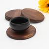 Round Square Cup Coaster Black Walnut Wood Insulation Dining Table Mug