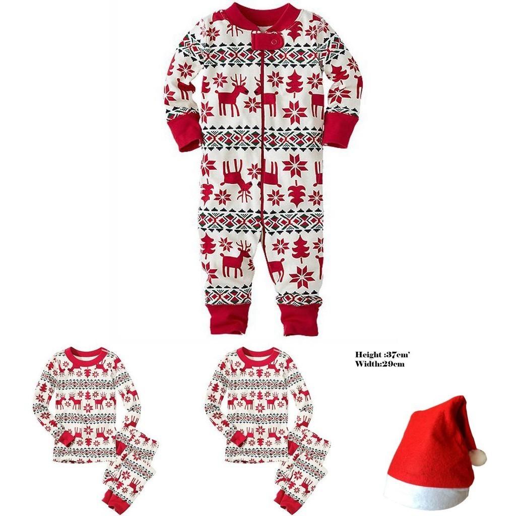 Festive Christmas Family Pajamas Set For Men Women Baby Kids Featuring Deer Print Design