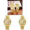 Couples Gold Business Quartz Watch With Night Light Calendar For Romantic Gift Set