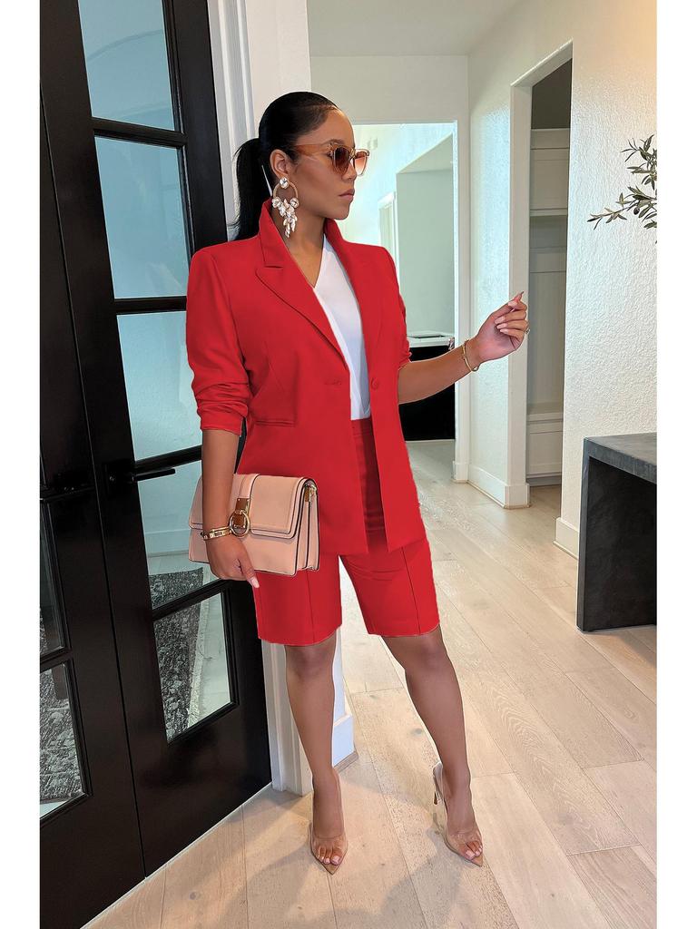 European & American Women's Spring/Summer Casual Suit: Jacket & Shorts Two-Piece Set