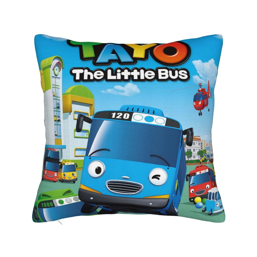 Morbida Federa per Cuscino Anime Tayo Il Piccolo Autobus Copricuscino in Poliestere Decorazione Cartone Animato Carino Novità Federa per Cuscino Copertura Vendita all'Ingrosso