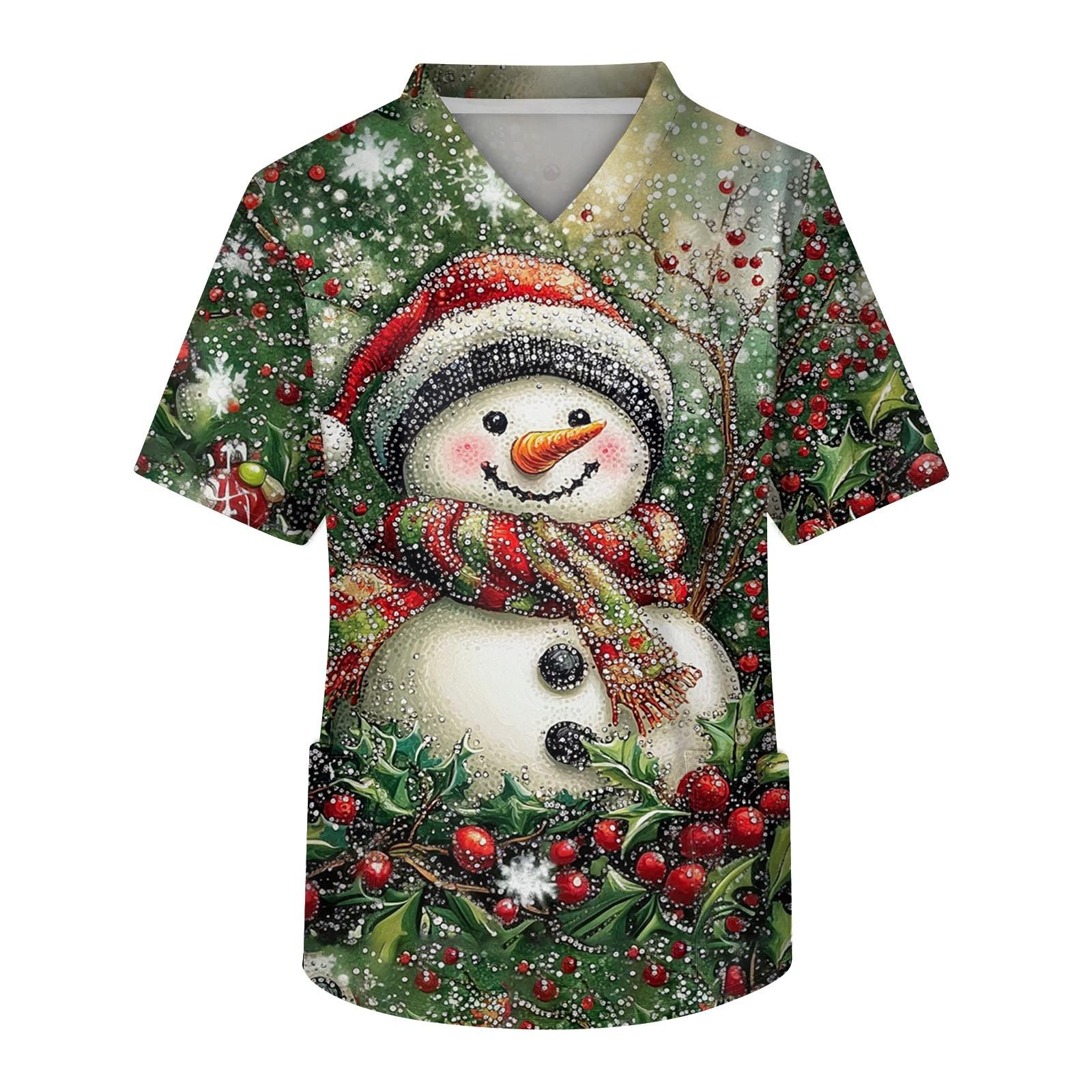 

Мужской топ с коротким рукавом, V-образным вырезом, рождественским принтом и нагрудным карманом XXXXXL