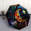 1pc Stained Glass Window Folding Umbrella With Excellent UV Protection, 8 Ribs Casual Durable Lightweight Portable Travelling Umbrella For M