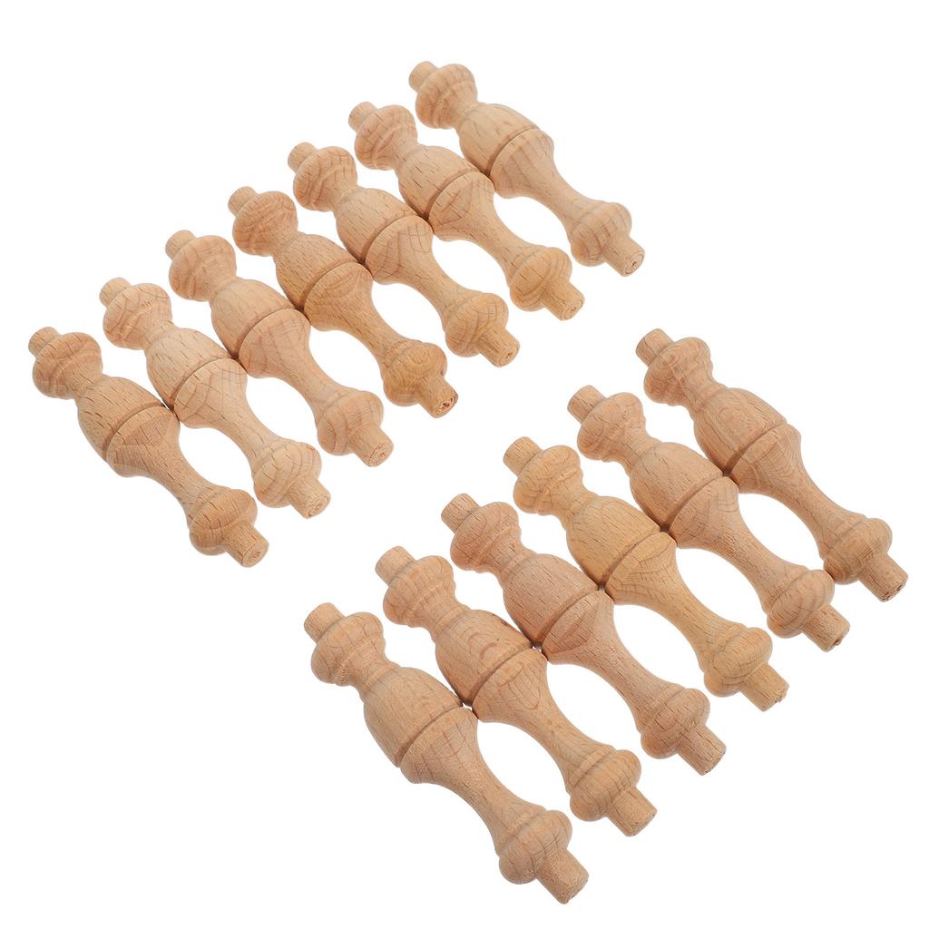 12Pcs Solid Wood Roman Pillar Spindles Classic Decorative Home Accessories Mini Cabinet Posts Indoor Outdoor Use