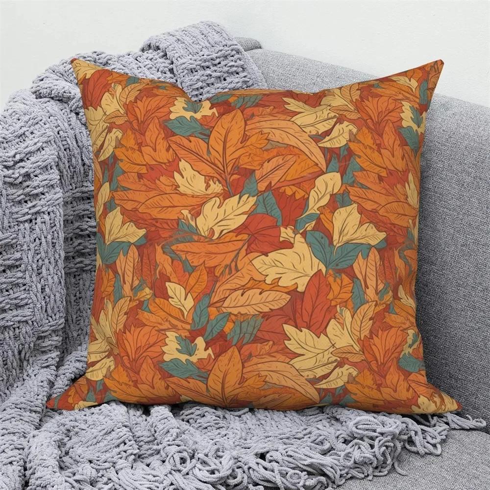 Autumn Scenery Home Decoration Cushion Cover Autumn Leaf Forest Print Sofa Decoration Pillow Cover