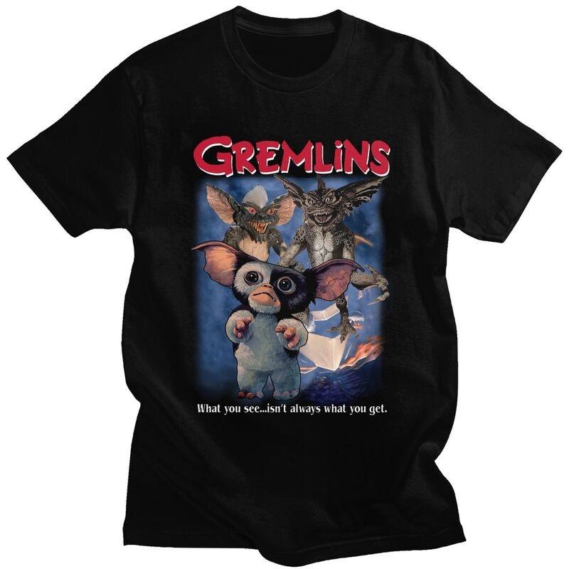 Anime Men T-shirt Novelty Gremlins Mogwai T Shirt Short Sleeve Cotton Graphic 80s Movie Gizmo Monsters Graphic Tshirts