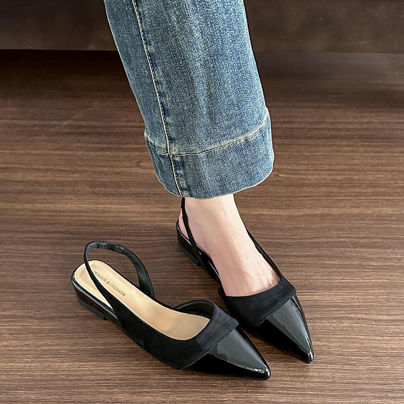 W925-35 French temperament evening pointed head empty single shoes women's new skirt fairy bag head sandals women's summer