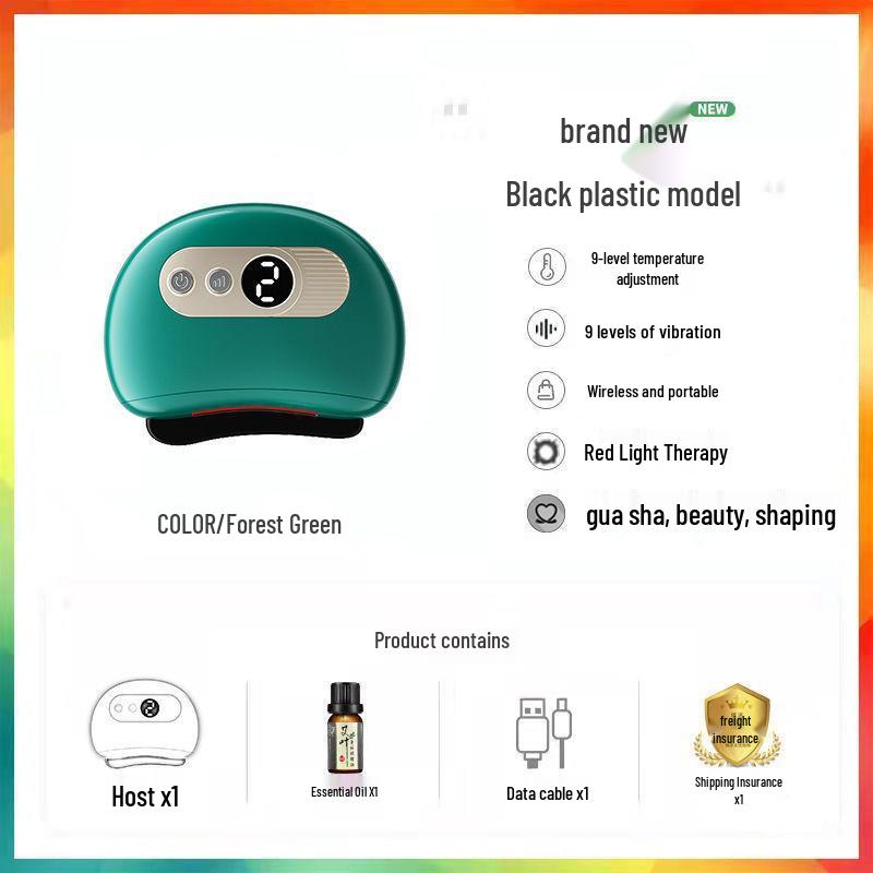 Bianstone Gua Sha Board with Microcurrent Facial Lifting and Meridian Scraping Brush