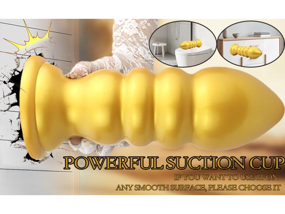 Golden Mushroom Irregular Dildo Beads for Men & Women - Threaded Anal Dilator Adult Toy