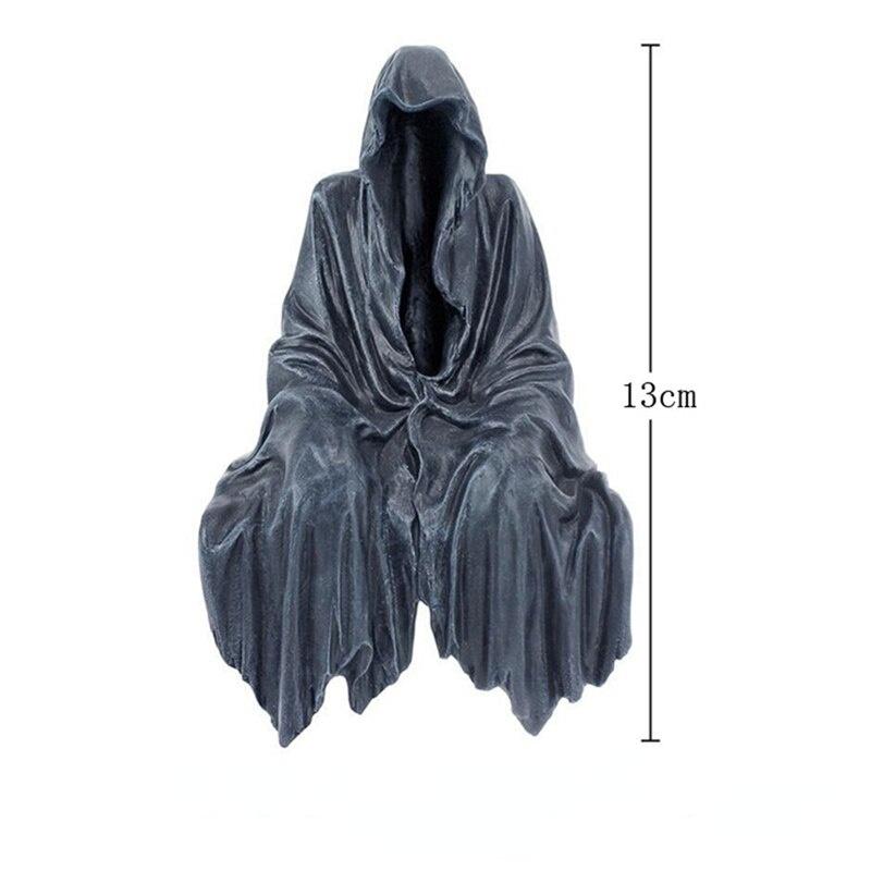 Black Grim Reaper Statue Thrilling  Robe Nightcrawler Resin Desktop Figurine Ornaments Horror Ghost Sculpture Decorations