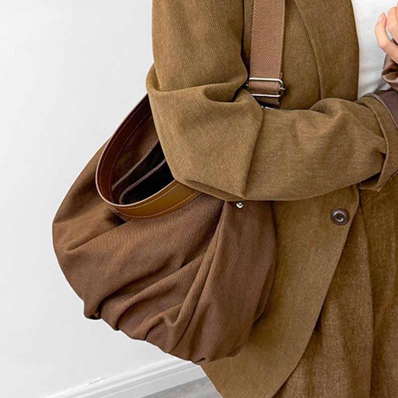 Korean Lazy Wind Large Capacity Canvas Tote Bag 2025 New Student Class Bag Commuter Shoulder Crossbody Bag