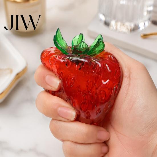 Anxiety Relief Toy Clear Strawberry Stress Ball Toy, Giant Red Pink Squeeze Soft for Relieve Stress, Fake Fruit Sensory