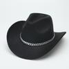 European and American suede warped edge western cowboy hat men and women outdoor curled brim ethnic style top hat felt hat
