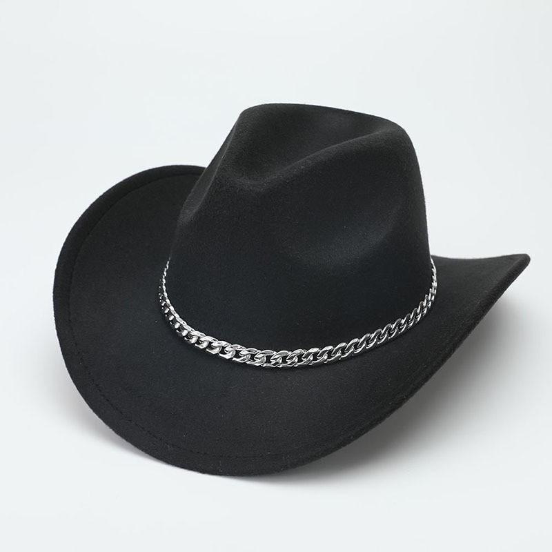 European and American suede warped edge western cowboy hat men and women outdoor curled brim ethnic style top hat felt hat
