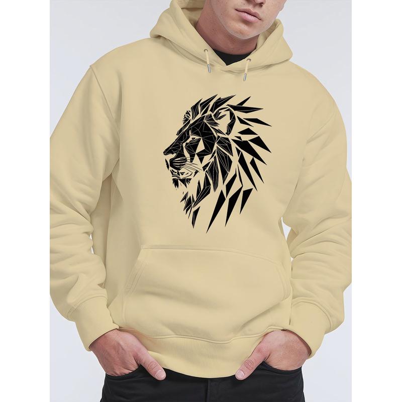Ml4 Lion Fashion Men's Printed Velvet Hoodie, suitable for autumn and winter wear