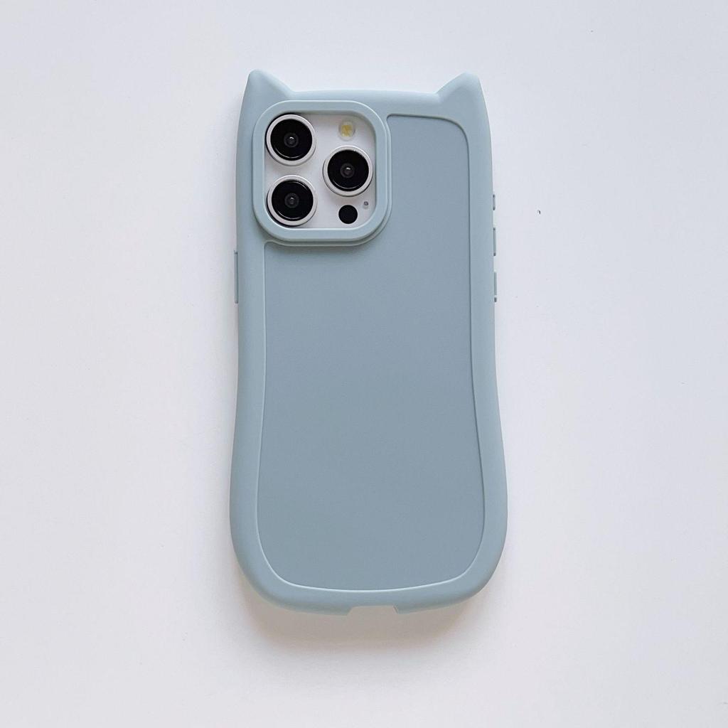 Apple 16 Pro Max Cat Ear Phone Case - TPU Soft, Transparent Cover for 15, 14, 13, 12, 11