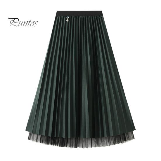 

Женская юбка миди, эластичная юбка А-силуэта с высокой талией, однотонная, двухсторонняя, двусторонняя, осенне-зимняя юбка