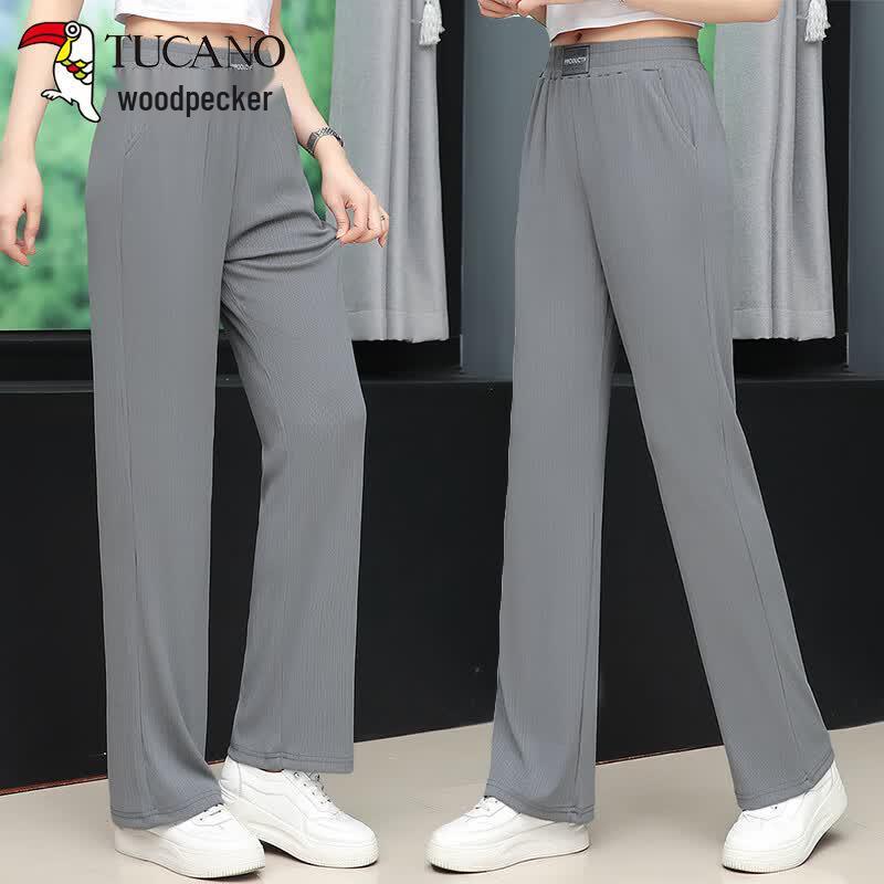 Woodpecker Women s Summer Slim Straight High-Waisted Casual Pants L серый