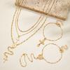 5 Bohemian Style Cross Round Pendant Long Necklace Multi-layer Bracelet Women's Jewelry Set