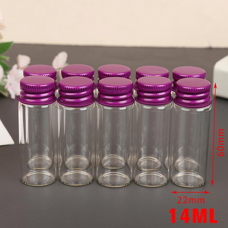 10 Kusů 5ml/7ml/10ml/14ml/18ml/20ml Skleněné Lahvičky Hliníkovými Víčky Malé Mini Skleněné Skleničky 6 Velikostí U-pick