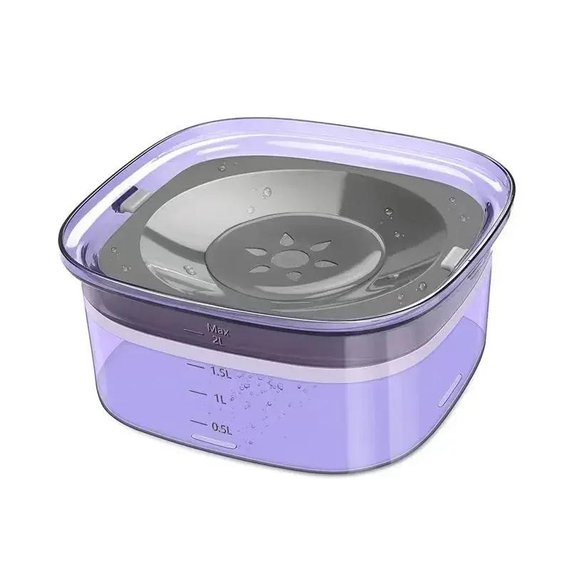 2L Anti Bowl Splash Dripless Dispenser Drinking Bowl Water Water No Mess Slow Proof Dog Cat Refill, Reduce Pet Spill