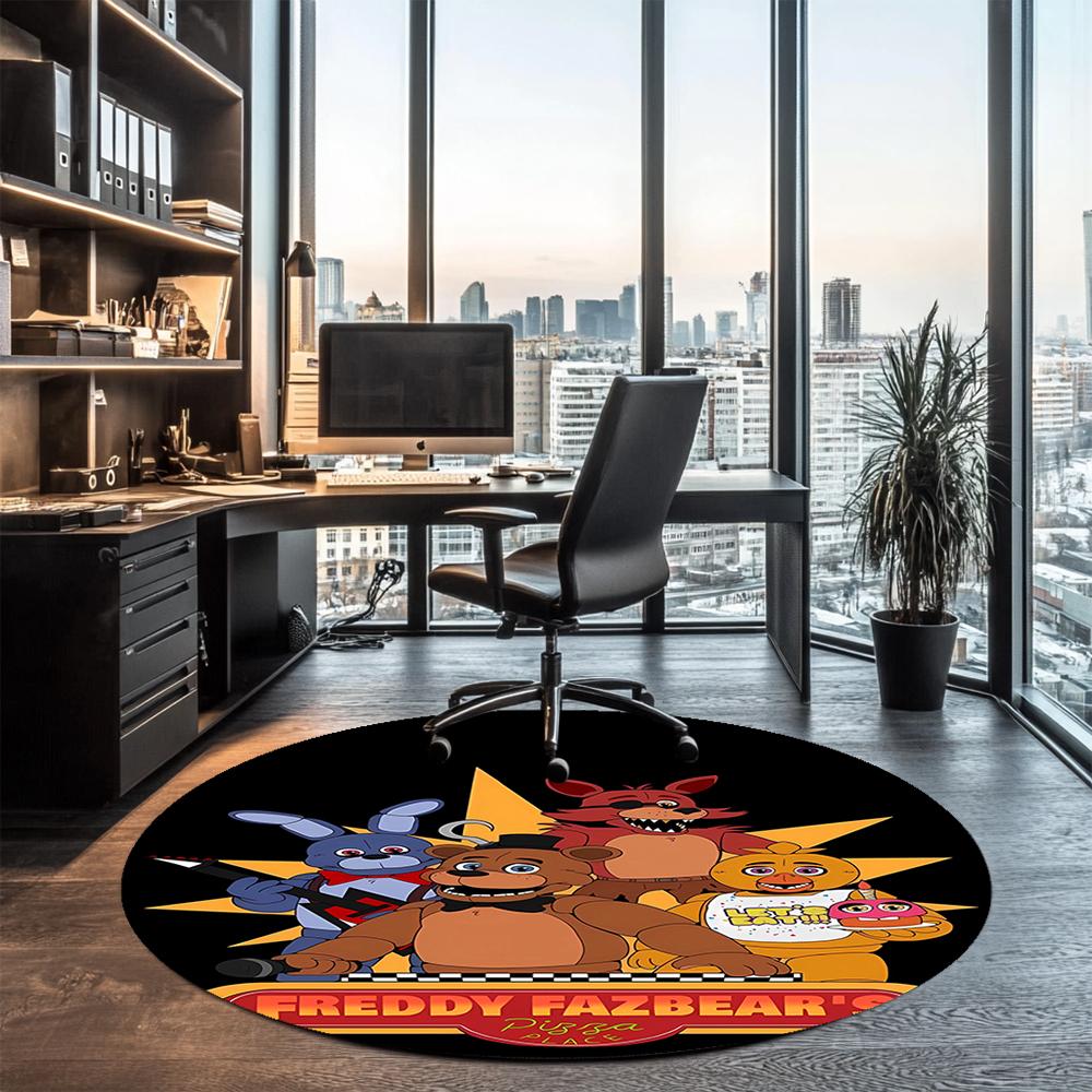 Five Nights at Freddy's Bedruckter Runder Teppich Teppichboden Stuhlteppich Bereichsteppich Eingang Fußmatten, für Bürostuhl Wohnzimmer Schlafzimmer Küchenraum.