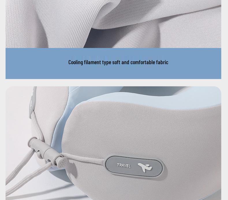 U-Shaped Memory Foam Travel Neck Pillow - Foldable Support for Airplane, Office Nap, with Customizable Logo Option