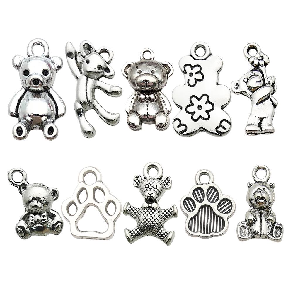 

Античное серебро Подвеска-шарм в виде плюшевого мишки для DIY ювелирных изделий