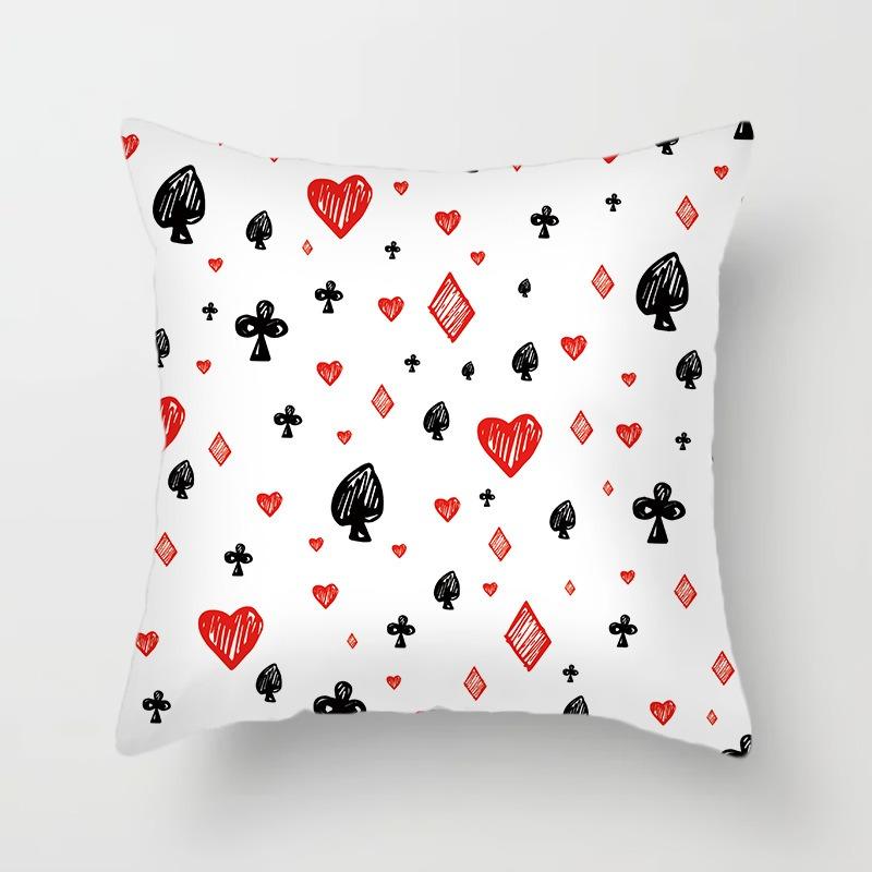Juste de coussin carrée avec motif de poker, décoration de luxe pour la maison, accessoires magiques, cœur noir, bureau, canapé, voiture