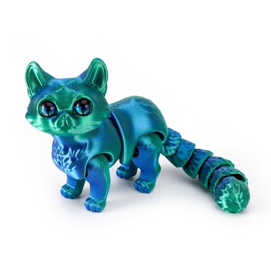 

3D-печатная фигурка кошки, подвижные суставы, фигурка кошки, шарнирная модель животного, игрушка для домашнего офиса, книжной полки, украшения рабочего стола, орнамент
