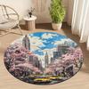 Romantic City Views Flannel-printed Round Floor Mats Are Slip-resistant Suitable for Living Room Bedroom Terrace Garden Carpets