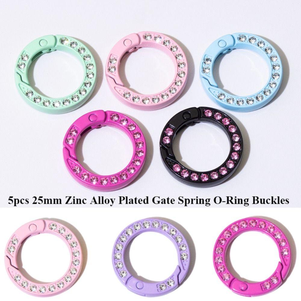 

5pcs 25mm Diamond Carabiner Round Shape Bag Belt Buckle Spring O-Ring Buckles Purses Handbags