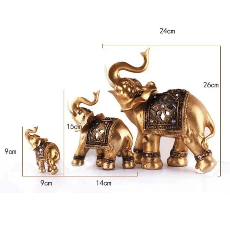 

Golden Resin Elephant Statue with Trunk up Feng Shui Wealth Attraction Elegant Home Decor Figurine Lucky Ornament S