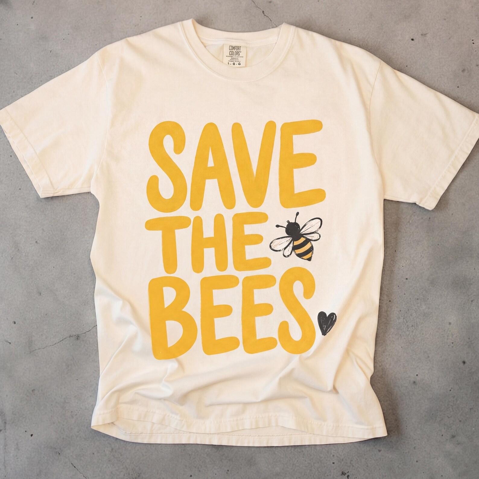 Save The Bees Shirt, Bee Shirt, Earth Day Shirt, Pollinator Tee, Bee Lover Gift, Unisex Comfort Colors Shirt, Beekeeping Shirt L