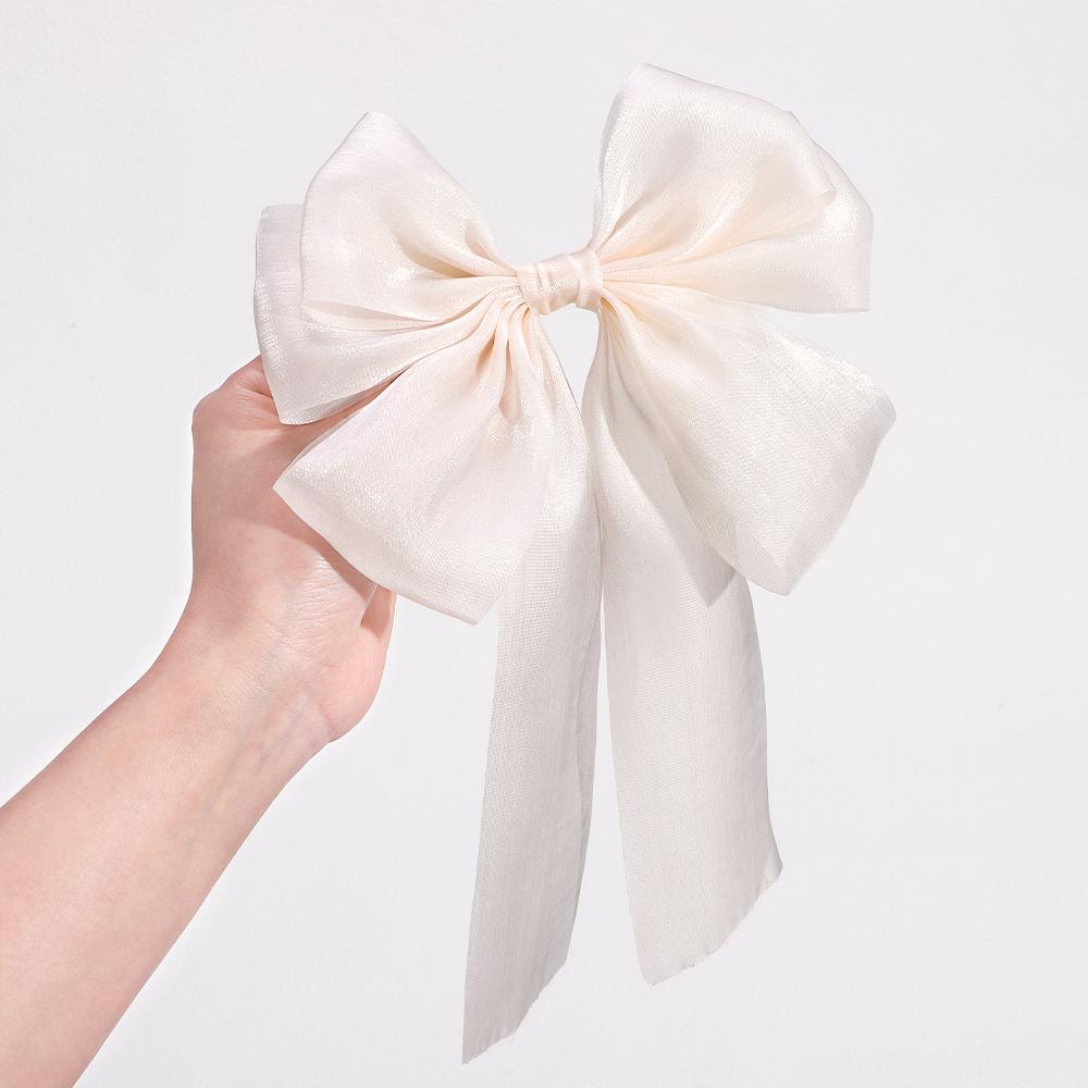 RAINBOW BOWS 1Pcs Cream Colored Bow Hair Clip Super Fairy Back Head Clips Elegant Women Ponytail Fahion Hair Accessories
