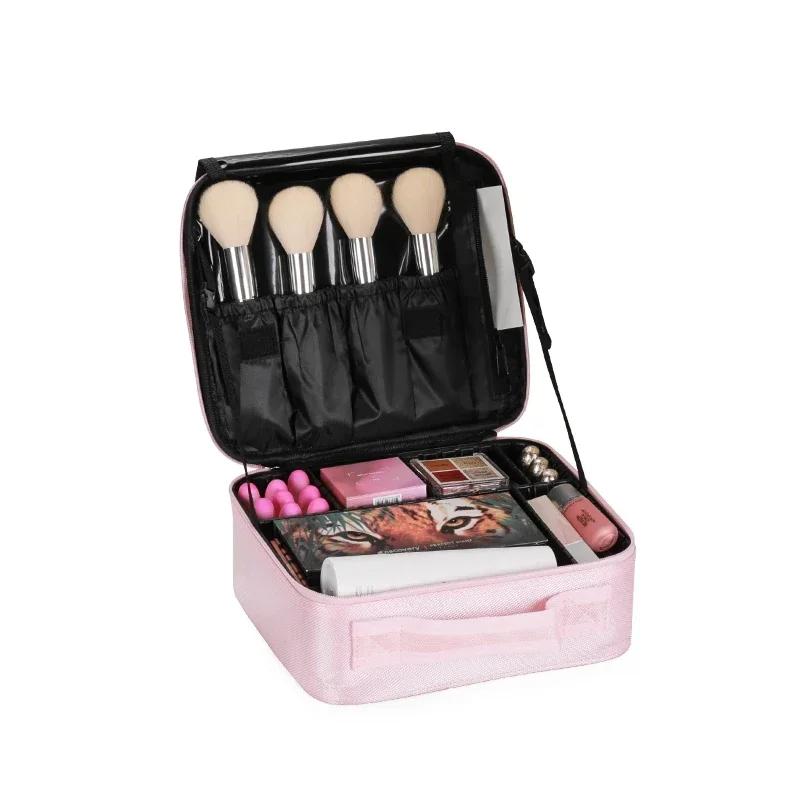 Makeup Bag Train Case Makeup Cosmetic Bag Organizer Portable Artist Storage Bag with Adjustable Dividers