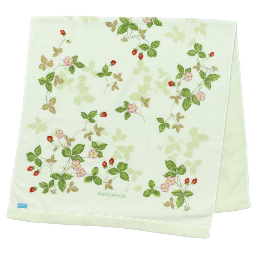 Nishikawa Imabari Bath Towel, 60x120cm, Washable, 100% Cotton, Wedgwood Wild Strawberry, Soft, Made In Japan, Green, TT13405601