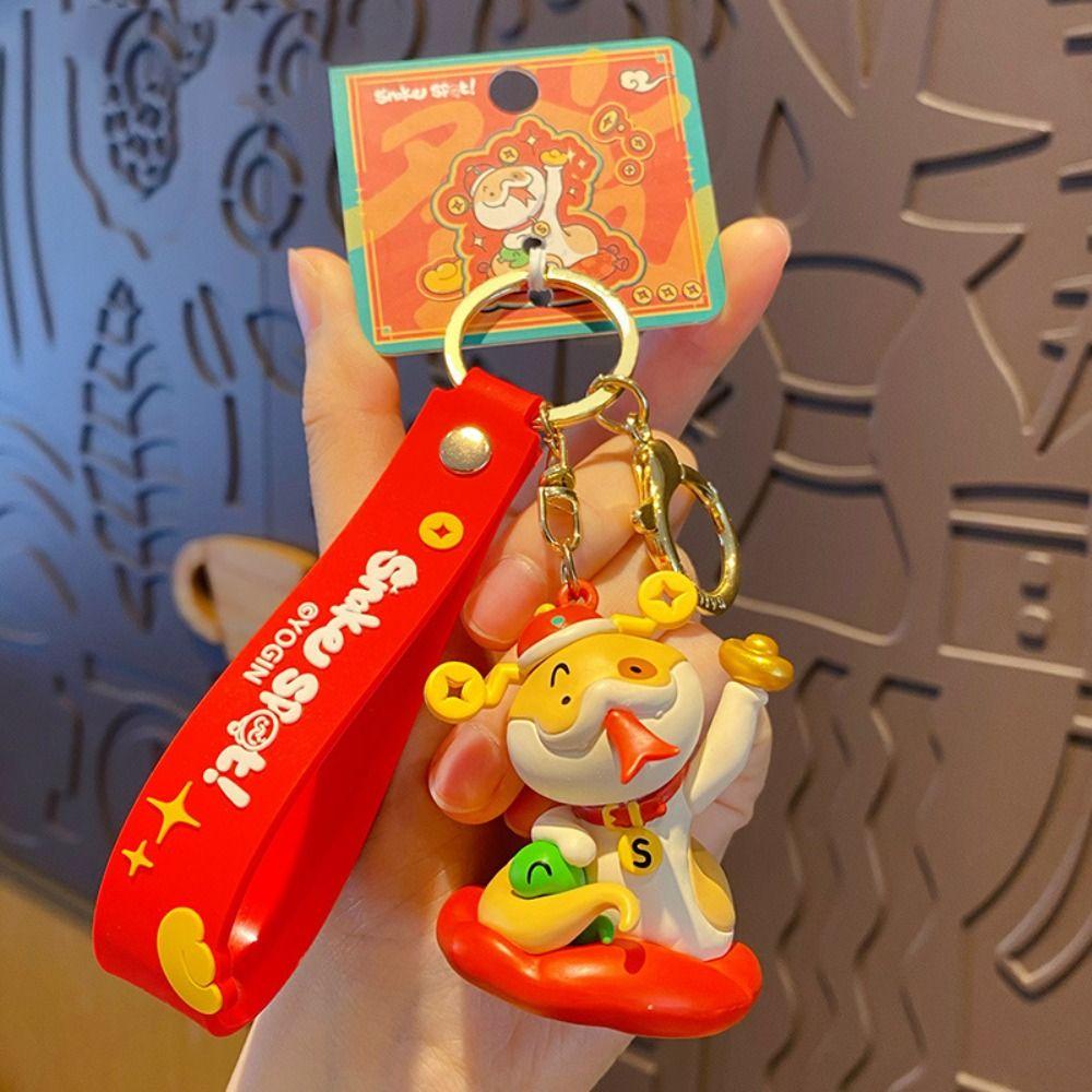 Blessing Snake Year Keychain Festive New Year Key Ring Kawaii Cartoon Snake Keychain  Gifts