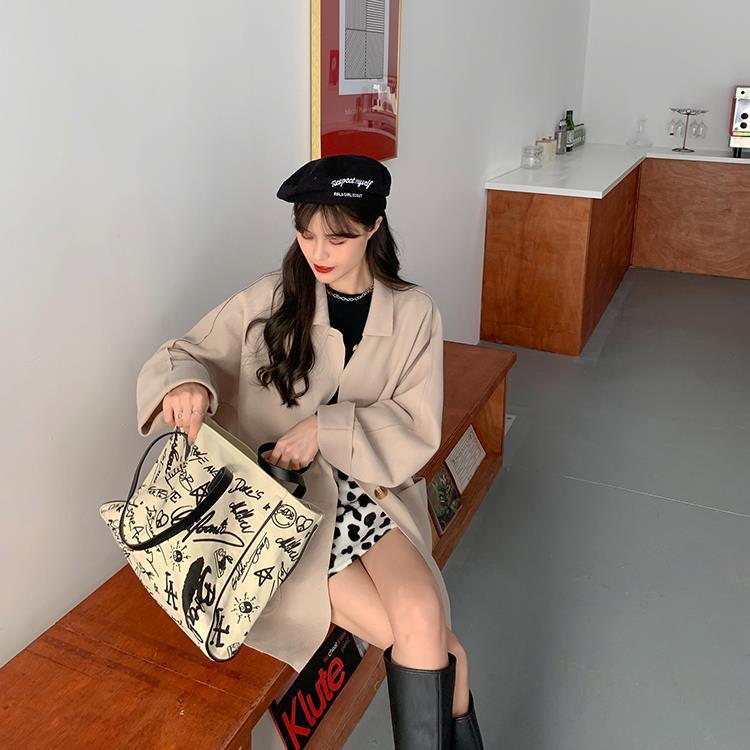 Korean Style Loose Mid-Length Wool Coat for Women - Autumn/Winter