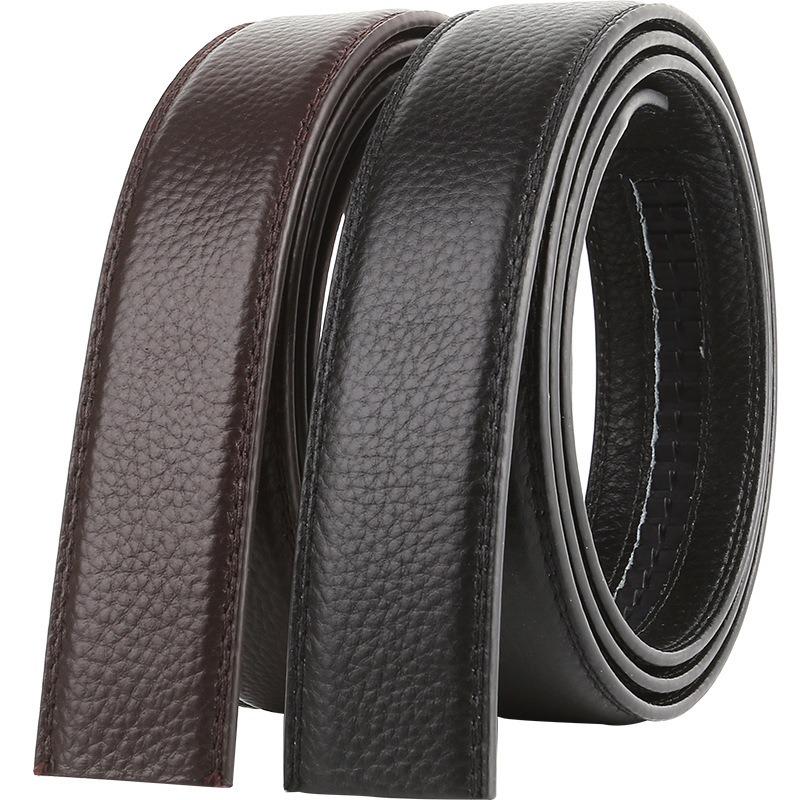 Genuine Leather Belt 3.5 Automatic Buckle Headless Stitching 3.0 Double Open Edge Shaved Edge First Layer Cowhide Belt