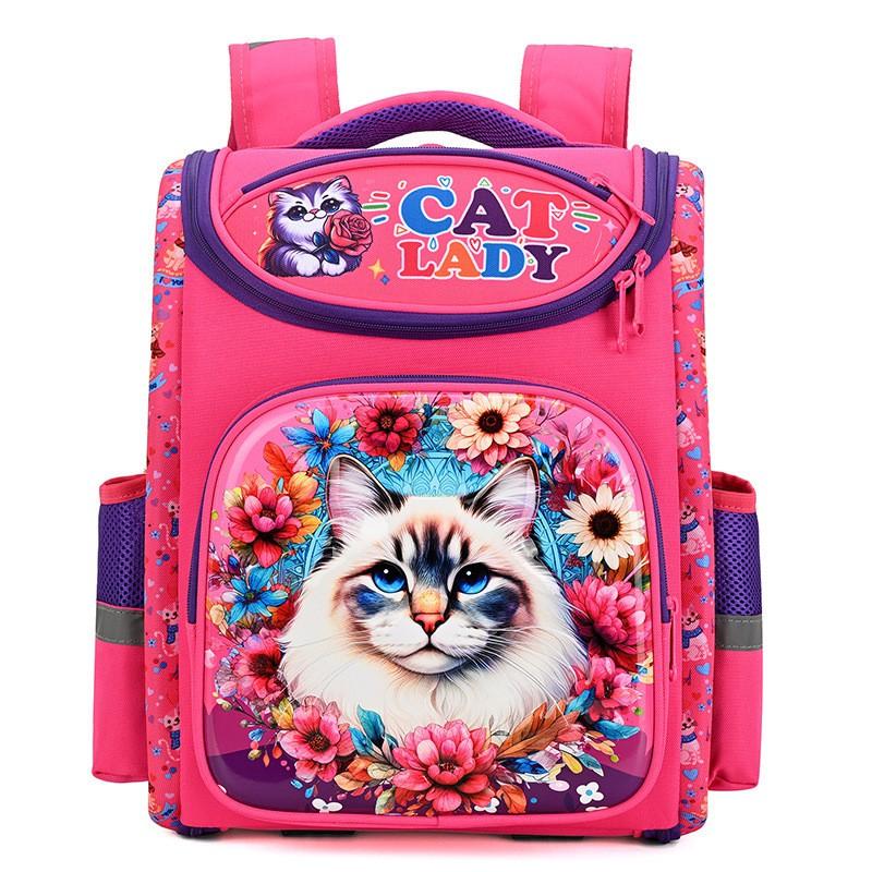 Kids School Backpack Grades 1-2 3D Hardshell Cartoon Design Lightweight Oxford Fabric With Reflective Safety Stripes