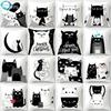 Black White Cat Sofa Decorative Cushion Cover Pillow Pillowcase Polyester Cartoon Throw Pillow Home Decor Pillowcover