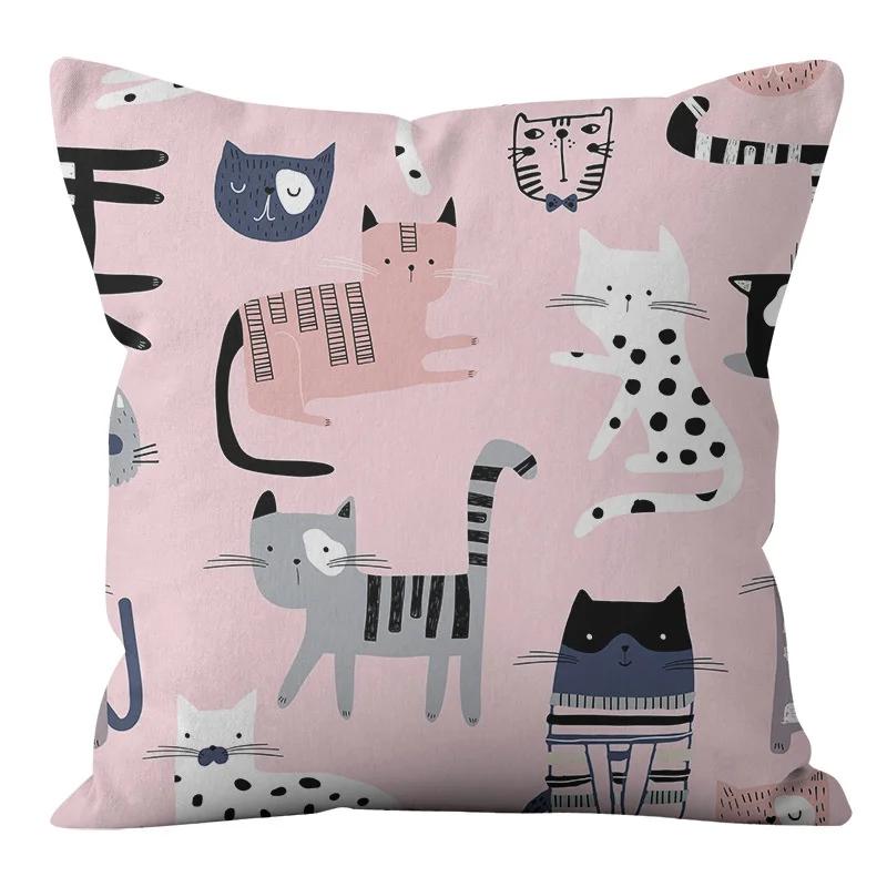 Rosa und schwarze geometrische Buchstaben bedruckte Sofakissenbezug Kissenbezug Heimdekoration Party Auto Bettwäsche