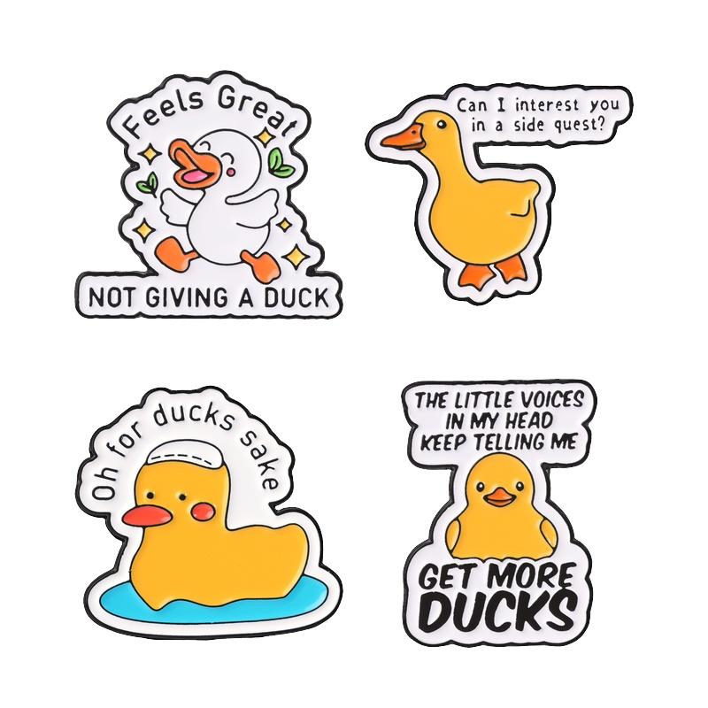 Funny Duck Pun Badges Feels Great Not Giving A Duck Enamel Pin Cartoon Animal Goose Duckling Brooch Accessories Decor Gift