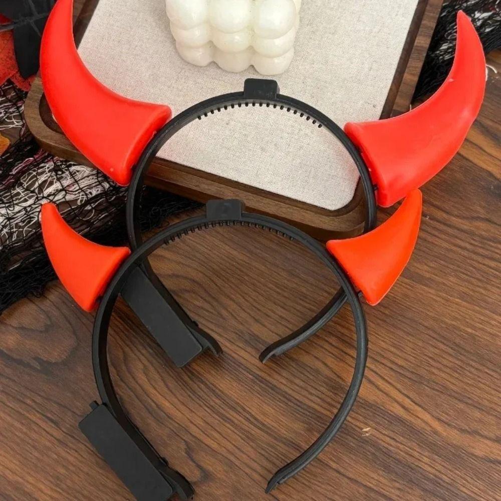 Red LED Light Horn Headband Bull Horns Red Glowing Headband Devil Hair Hoop  Cosplay Costume