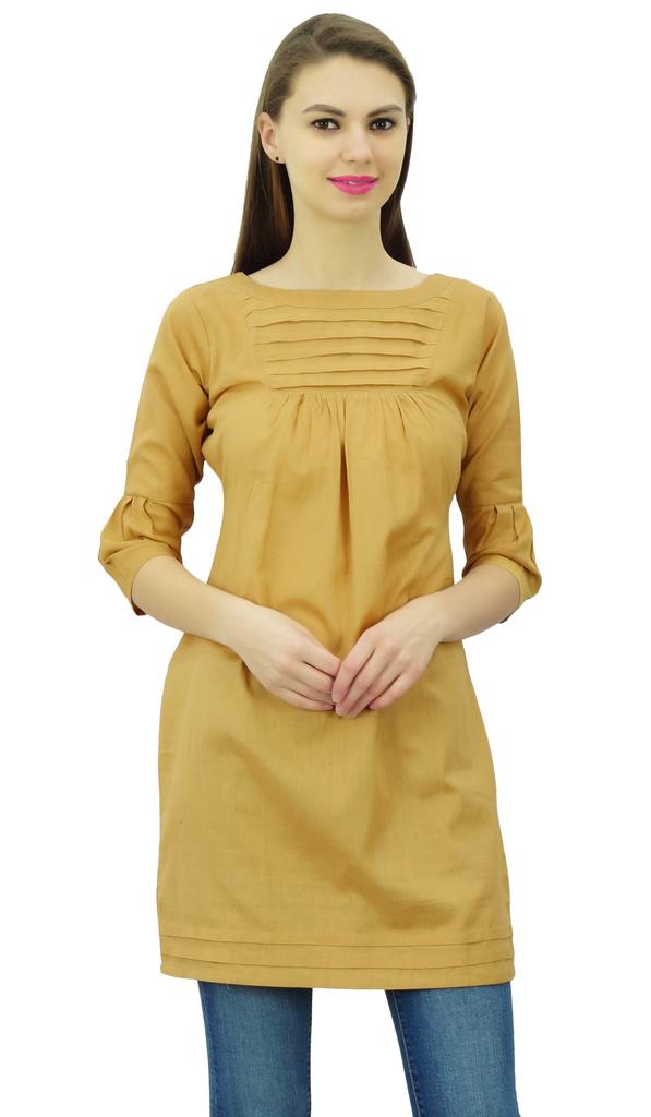 Phagun Womens Cotton Tunic 3 4 Sleeves Short Kurti Casual Summer Blouse